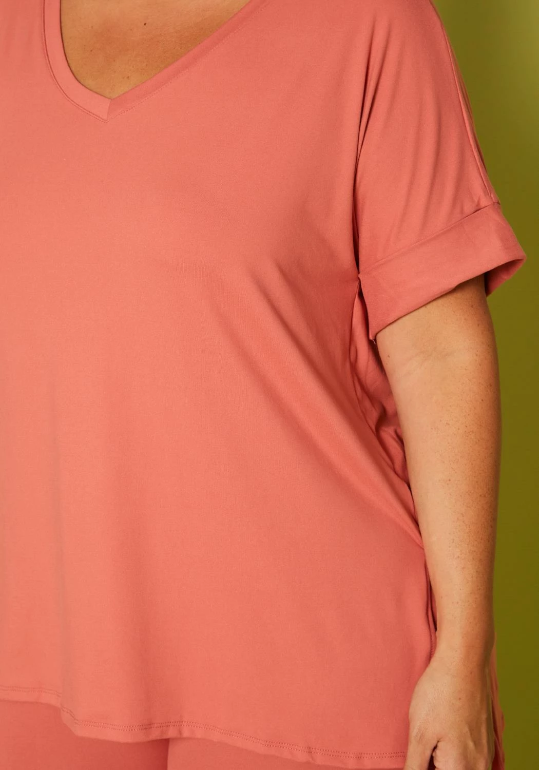 Plus Size V-Neck Tee Shirt & Biker Shorts Set 5 Plus Size V-Neck Tee Shirt & Biker Shorts Set - Image 5