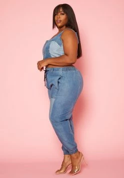 Plus Size Patch Denim Two Piece Set -Asoph Sales Shop 2020570 001 3