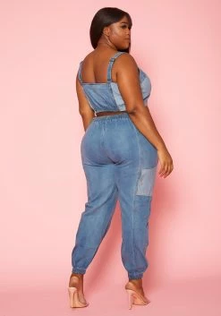 Plus Size Patch Denim Two Piece Set -Asoph Sales Shop 2020570 001 4