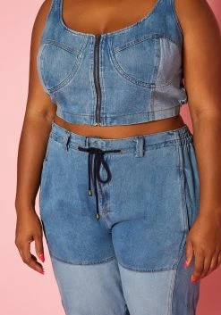 Plus Size Patch Denim Two Piece Set -Asoph Sales Shop 2020570 001 5
