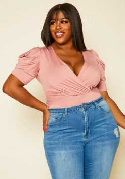 Plus Size Ruffled Sleeve Bodysuit