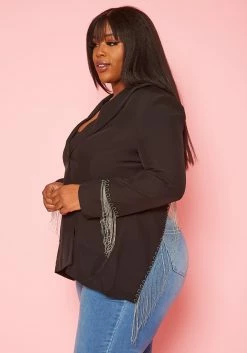 Plus Size Back Slit Fringe Blazer 9 Plus Size Back Slit Fringe Blazer -Asoph Sales Shop 2020580 001 3