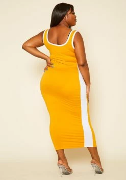 Plus Size Tape Striped Side Maxi Dress -Asoph Sales Shop 2020588 004 5