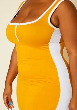 Plus Size Tape Striped Side Maxi Dress -Asoph Sales Shop 2020588 004 6