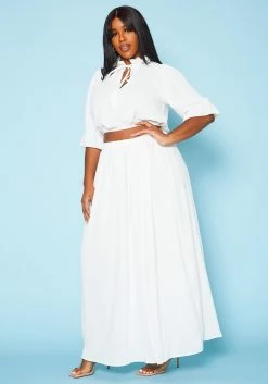 Plus Size Ruffled Mock Neck Crop Top & Maxi Skirt Set -Asoph Sales Shop 2020589 002 3