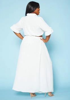 Plus Size Ruffled Mock Neck Crop Top & Maxi Skirt Set -Asoph Sales Shop 2020589 002 4