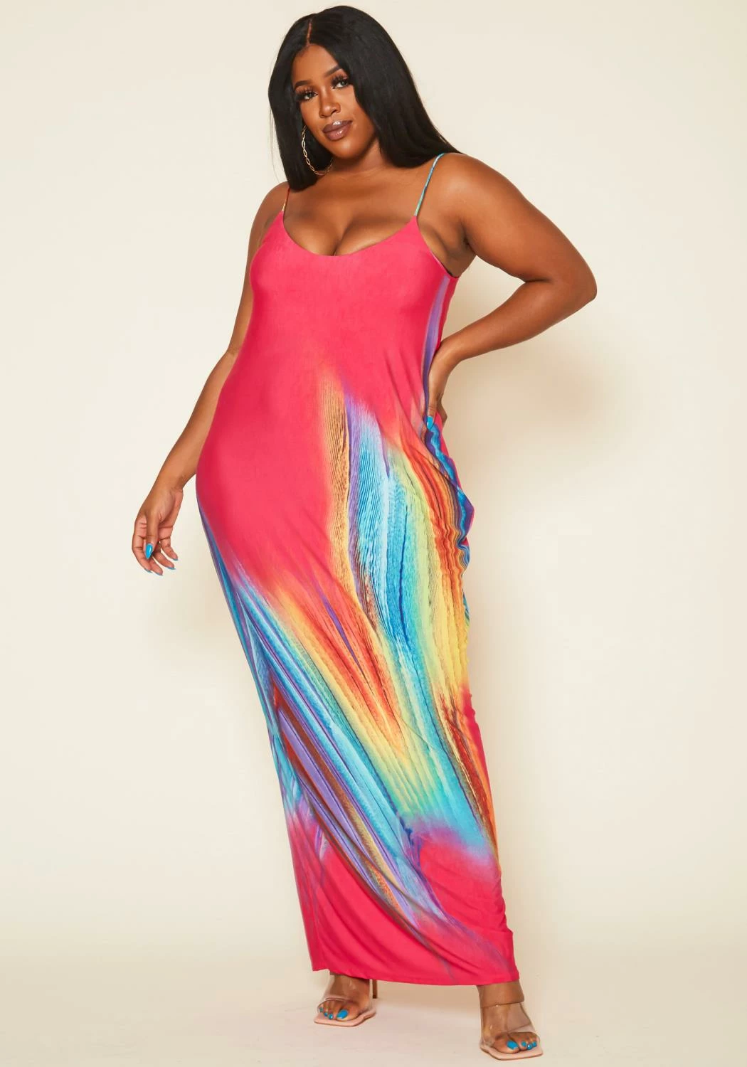 Plus Size Abstract Pattern Cami Maxi Dress 2 Plus Size Abstract Pattern Cami Maxi Dress - Image 2
