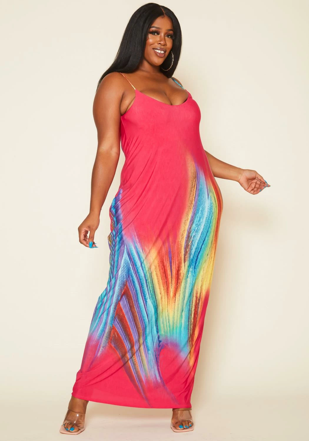 Plus Size Abstract Pattern Cami Maxi Dress 1 Plus Size Abstract Pattern Cami Maxi Dress