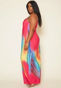 Plus Size Abstract Pattern Cami Maxi Dress 7 Plus Size Abstract Pattern Cami Maxi Dress -Asoph Sales Shop 2020595 002 2