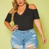 Plus Size Distressed Denim Shorts