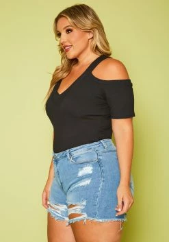 Plus Size Distressed Denim Shorts -Asoph Sales Shop 2020607 002 3