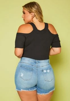 Plus Size Distressed Denim Shorts -Asoph Sales Shop 2020607 002 4