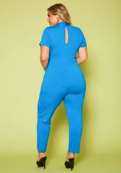 Plus Size Solid Cross Front Jumpsuit -Asoph Sales Shop 2020614 001 4