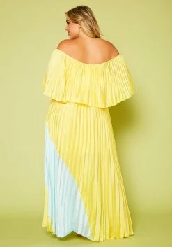 Plus Size Two Tone Pleated Asymmetrical Maxi Dress -Asoph Sales Shop 2020620 001 6