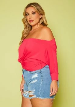 Plus Size Off Shoulder Front Twist Top -Asoph Sales Shop 2020621 001 4