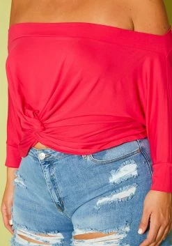 Plus Size Off Shoulder Front Twist Top -Asoph Sales Shop 2020621 001 6