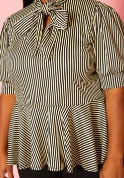 Plus Size Puff Shoulder Sleeve Peplum Blouse -Asoph Sales Shop 2020662 001 5