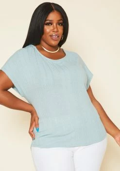 Plus Size Ribbed Dolman Sleeve Top