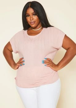 Plus Size Ribbed Dolman Sleeve Top