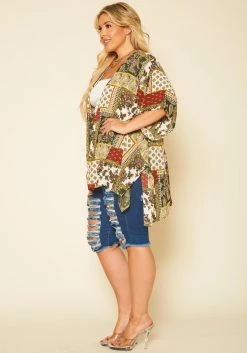 Plus Size Paisley Block Print Duster Cardigan -Asoph Sales Shop 2020709 001 2