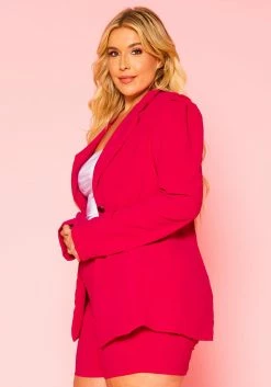 Plus Size Notch Collar Blazer & Shorts Set -Asoph Sales Shop 2020735 002 3