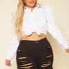 Plus Size Distressed Denim High Waist Shorts