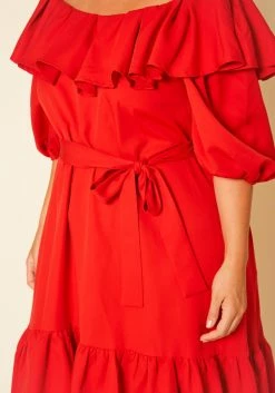 Plus Size Off Shoulder Wide Flare Midi Dress -Asoph Sales Shop 2020751 002 4