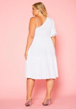 Plus Size One Sleeve Ruffle Flare Mini Dress -Asoph Sales Shop 2020754 001 3