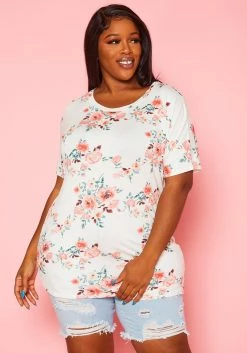 Asoph Plus Size Floral Relaxed Fit Top