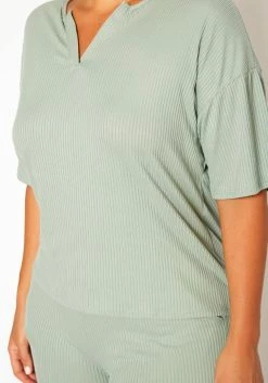 Plus Size Ribbed Casual T Shirt & Shorts Set -Asoph Sales Shop 2020785 005 5