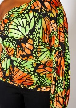 Plus Size Print One Sleeve Drape Hem Blouse -Asoph Sales Shop 2020789 001 6
