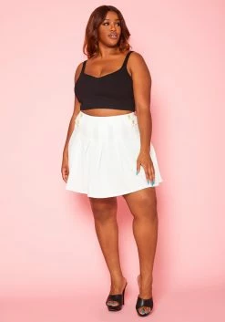 Plus Size Flare Pleated Mini Skirt 8 Plus Size Flare Pleated Mini Skirt -Asoph Sales Shop 2020796 002 2