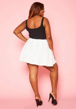 Plus Size Flare Pleated Mini Skirt 10 Plus Size Flare Pleated Mini Skirt -Asoph Sales Shop 2020796 002 5