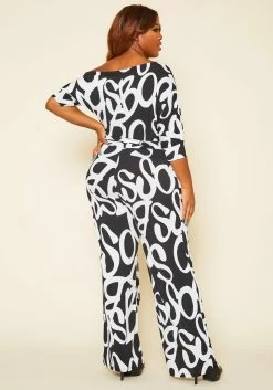Plus Size Asymmetric Shoulder Abstract Print Jumpsuit -Asoph Sales Shop 2020815 001 5