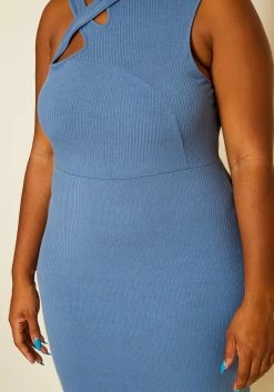 Plus Size Ribbed Criss Cross Mini Dress -Asoph Sales Shop 2020818 001 4