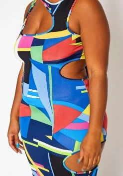 Plus Size Abstract Pattern Cut-Out Midi Dress -Asoph Sales Shop 2020844 001 6