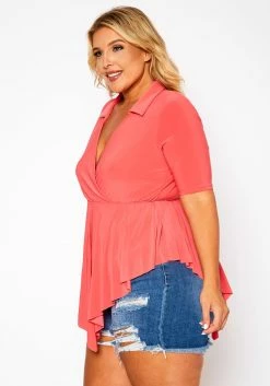 Plus Size Surplice Peplum Top -Asoph Sales Shop 2020847 001 3