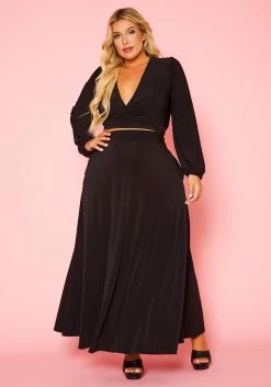 Plus Size Versatile Tie Up Crop Top & Maxi Skirt Set -Asoph Sales Shop 2020877 001 3