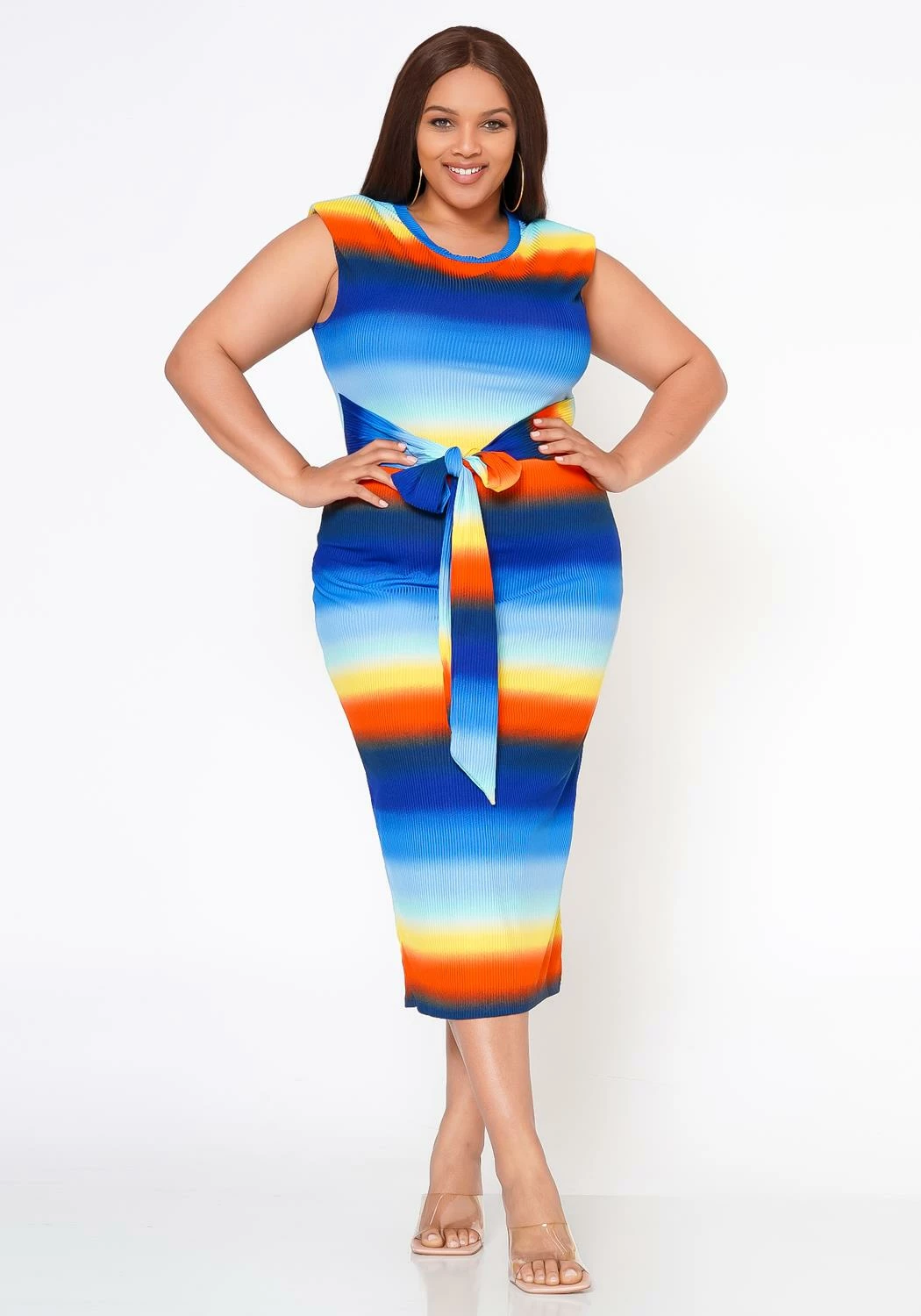 Plus Size Gradient Bodycon Midi Dress 2 Plus Size Gradient Bodycon Midi Dress - Image 2
