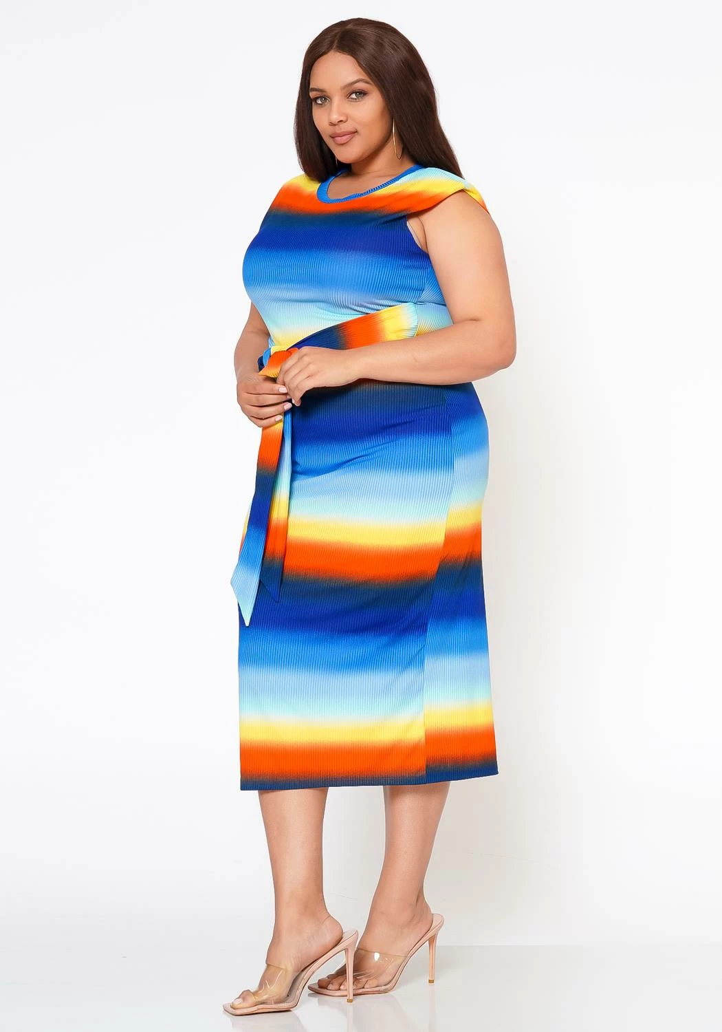 Plus Size Gradient Bodycon Midi Dress 3 Plus Size Gradient Bodycon Midi Dress - Image 3