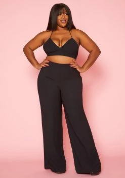 Plus Size Halter Crop Top & Duster Three Piece Set -Asoph Sales Shop 2020899 001 1