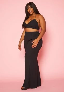 Plus Size Halter Crop Top & Duster Three Piece Set -Asoph Sales Shop 2020899 001 2