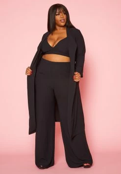 Plus Size Halter Crop Top & Duster Three Piece Set -Asoph Sales Shop 2020899 001 7