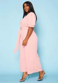 Plus Size Surplice Wide Leg Jumpsuit -Asoph Sales Shop 2020902 002 3