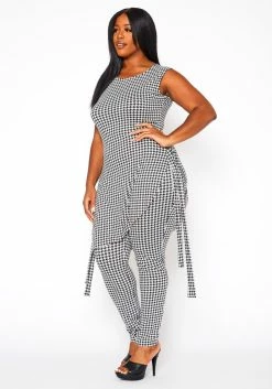 Plus Size Houndstooth Print Sleeveless Two Piece Set -Asoph Sales Shop 2020929 001 4