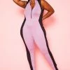Plus Size Color Block Bodycon Jumpsuit