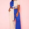 Plus Size Color Splice Crop Top & Pants Set