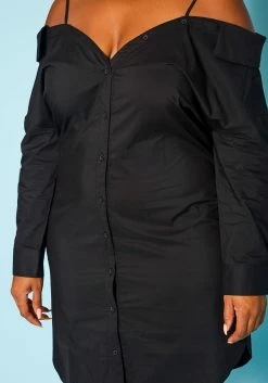 Plus Size Off Shoulder Button Front Mini Dress -Asoph Sales Shop 2020945 001 4