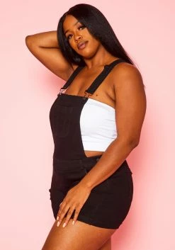 Plus Size Overall Denim Shorts -Asoph Sales Shop 2020946 001 2