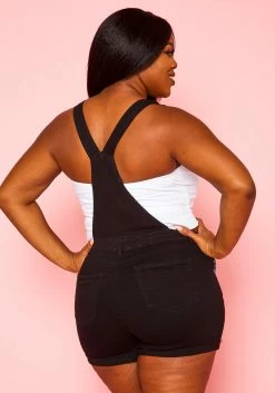 Plus Size Overall Denim Shorts -Asoph Sales Shop 2020946 001 3